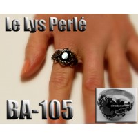 Ba-105, Bague Le Lys Perlé acier inoxidable